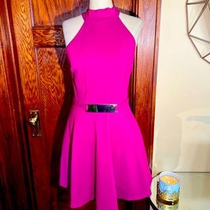 Discovery Women's Halter Neck Front Buckle Dress With Side Zipper | Purple |